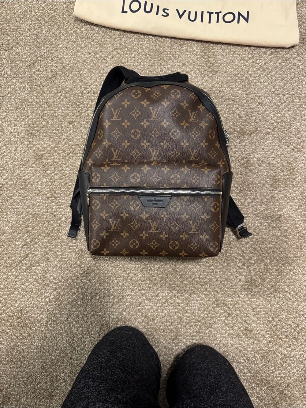 Louis Vuitton Brown Monogram Canvas Backpack with Black Trim